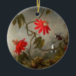 Passion Flowers with Hummingbirds Heade Ceramic Tree Decoration<br><div class="desc">Ornament featuring Martin Johnson Heade’s oil painting Passion Flowers with Hummingbirds (1883). Two hummingbirds perch next to beautiful red passion flowers. A fabulous gift for floral art lovers and American art enthusiasts!</div>