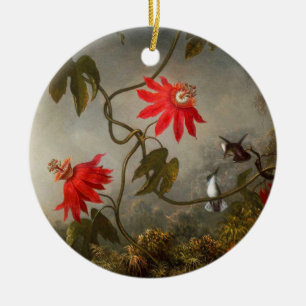 Passion Flowers with Hummingbirds Heade Ceramic Tree Decoration