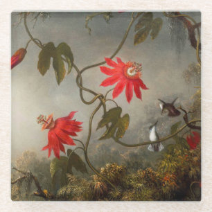 Passion Flowers with Hummingbirds Heade Glass Coaster