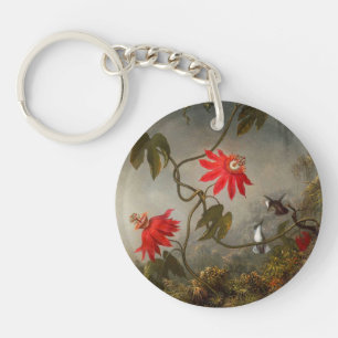 Passion Flowers with Hummingbirds Heade Key Ring