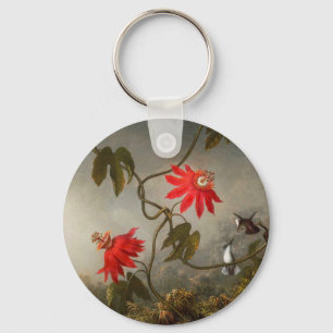 Passion Flowers with Hummingbirds Heade Key Ring