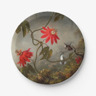 Passion Flowers with Hummingbirds Heade Paper Plate