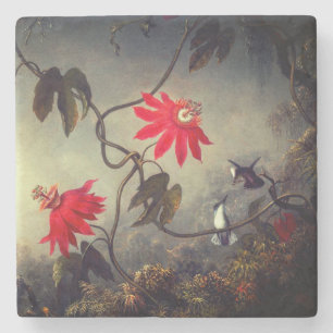 Passion Flowers with Hummingbirds Heade Stone Coaster