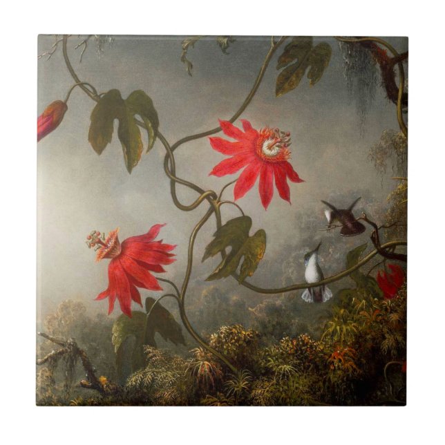 Passion Flowers with Hummingbirds Heade Tile (Front)