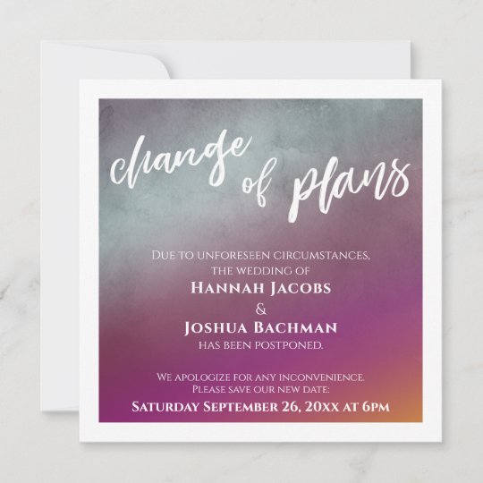 Passion Fruit Plan Change Postponed Wedding Card | Zazzle ...