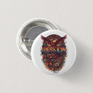 Passion Phoenix Vintage Art Design – InLuggage Tag 3 Cm Round Badge