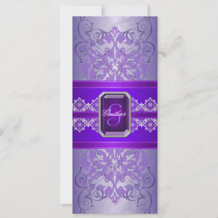 Passion Purple Jewelled Ribbon Wedding Invitation