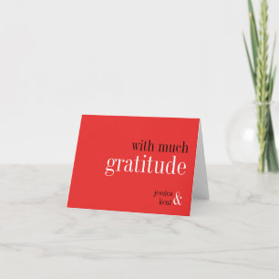 Passion red black typography modern thank you note card