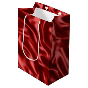Passion Red Faux Satin Wedding Medium Gift Bag