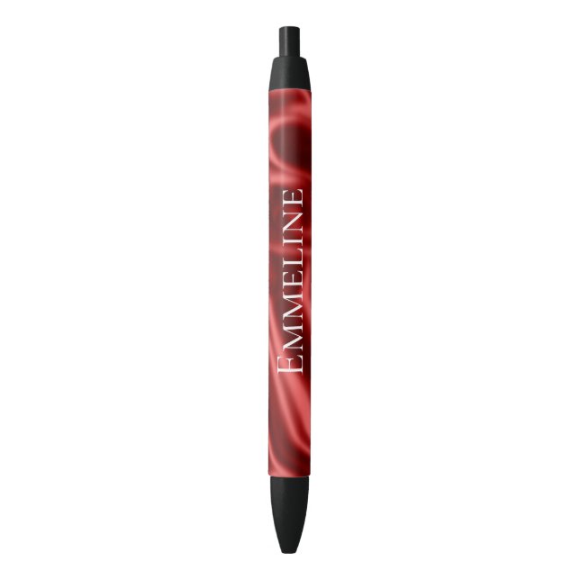 Passion Red Romantic Faux Satin  Black Ink Pen (Front Vertical)