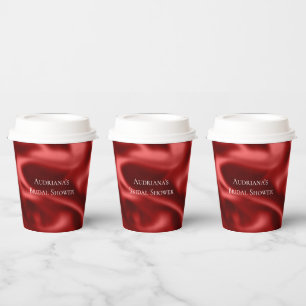 Passion Red Romantic Faux Satin Bridal Shower Paper Cups
