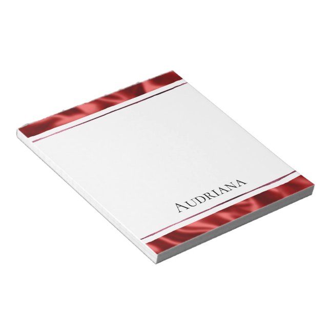 Passion Red Romantic Faux Satin  Notepad (Angled)