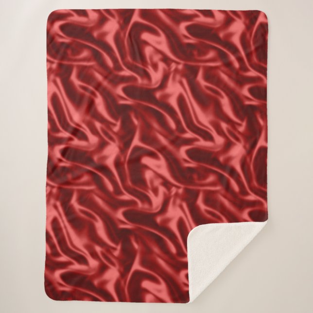 Passion Red Romantic Faux Satin  Sherpa Blanket (Front)