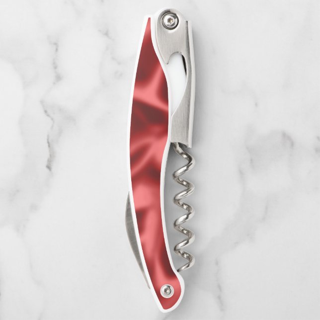 Passion Red Romantic Faux Satin Wedding Corkscrew (Back)