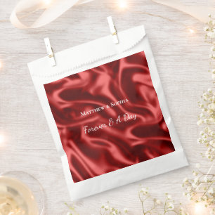 Passion Red Romantic Faux Satin Wedding Favour Bags
