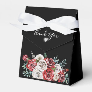 Passion red Roses Black Wedding Favour Box