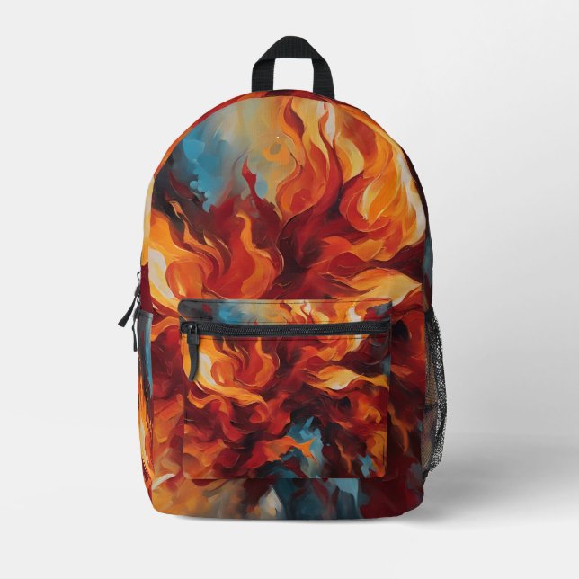 Passionate Flames Abstract Backpack (Front)