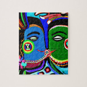 Passionate Kiss - Vintage India Cave Art Style Jigsaw Puzzle