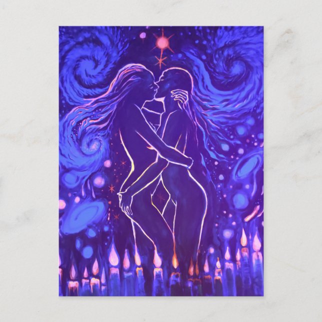 Passionate lesbian kiss   postcard (Front)