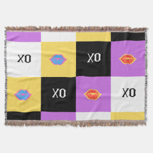Passionate Lips & XO Pattern Throw Blanket