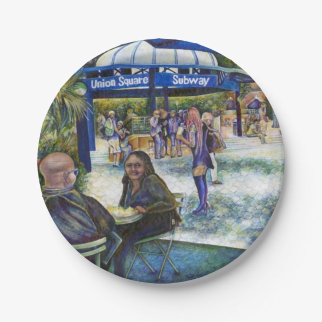 Passionate People Playing in the Park, NYC Paper Plate (Front)
