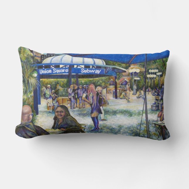 Passionate People Plazing in the Park, NYC Lumbar Cushion (Front)