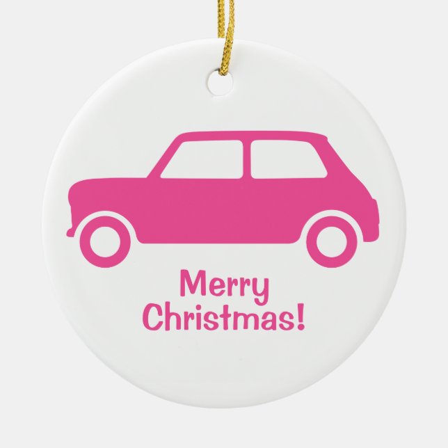 Passionate Pink Mini Cooper Ornament - Personalise (Front)