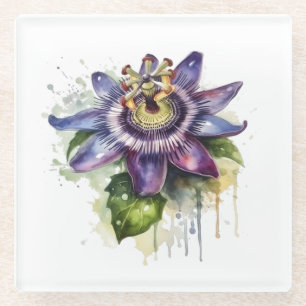 Passionate Purple Passion Flower Glass Coaster