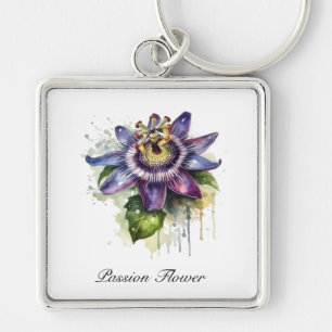 Passionate Purple Passion Flower Key Ring