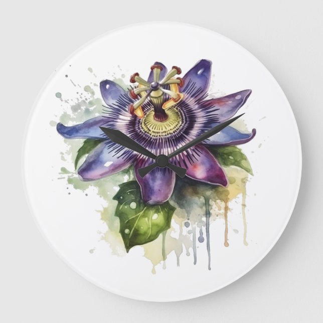 Passionate Purple Passion Flower Large Clock (Front)