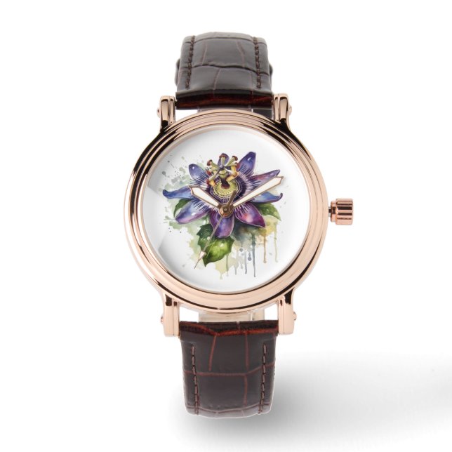 Passionate Purple Passion Flower Watch (Front)