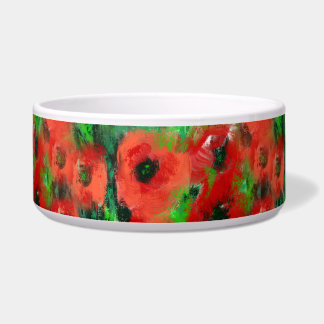 Passionate Red Poppies and Green Foliage Abstract