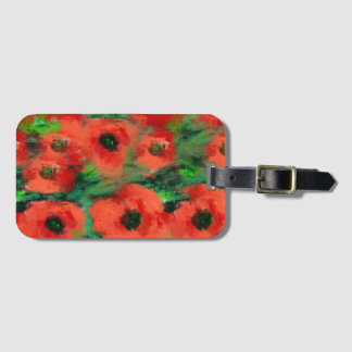 Passionate Red Poppies and Green Foliage Abstract Luggage Tag