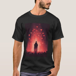 Passionate Speaker Silhouette With Hearts Design P T-Shirt