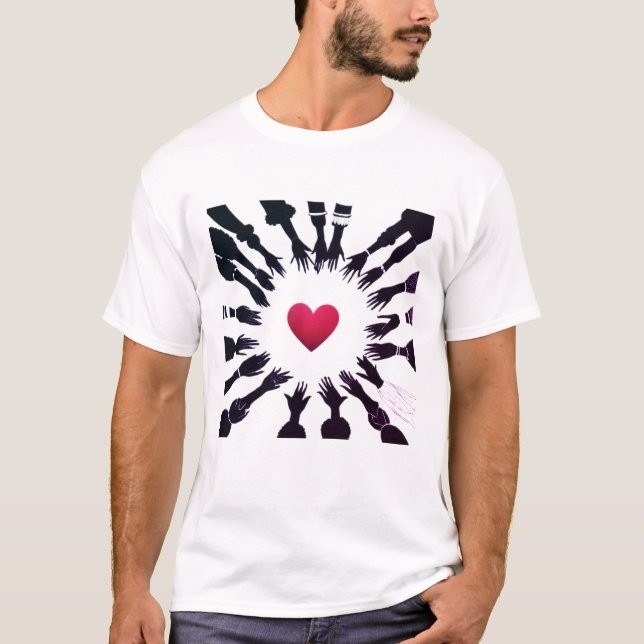 Passionate Unity: 🫳 Black Red ♥️ Design" T-Shirt (Front)