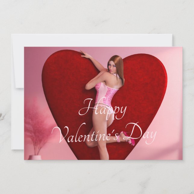 Passionate Valentine’s Day Girl in a Corset Holiday Card (Front)