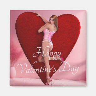Passionate Valentine’s Day Girl in a Corset Magnet