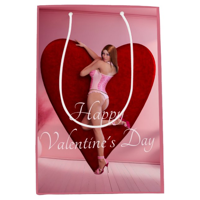 Passionate Valentine’s Day Girl in a Corset Medium Gift Bag (Front)