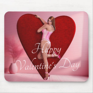 Passionate Valentine’s Day Girl in a Corset Mouse Pad
