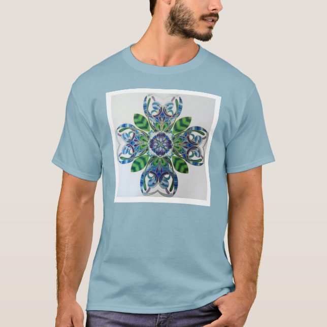"Passionflower Crest" Mandala by Aaron Brader T-Shirt (Front)
