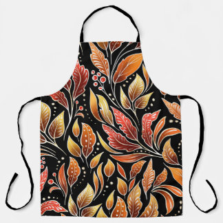Passionflower Exotic: Black Floral Vintage Apron