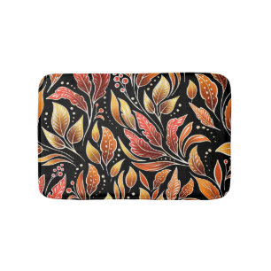 Passionflower Exotic: Black Floral Vintage Bath Mat