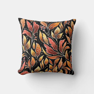 Passionflower Exotic: Black Floral Vintage Cushion