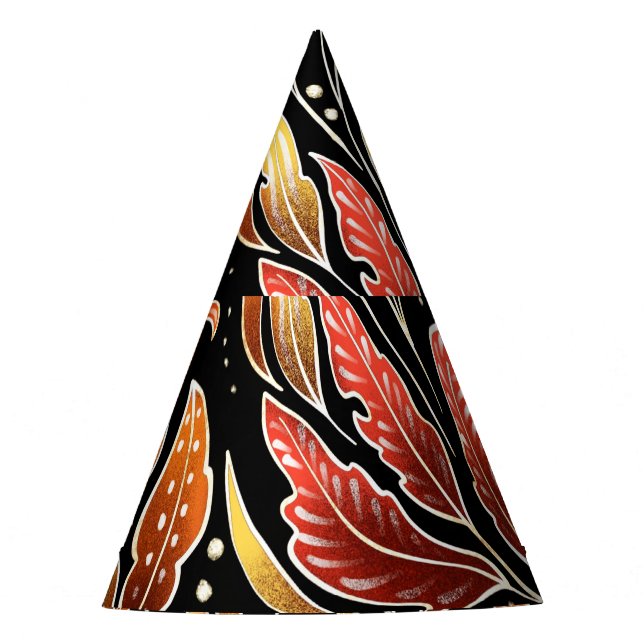 Passionflower Exotic: Black Floral Vintage Party Hat (Front)