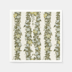 Passionflower Garland Stripe, Sage Cream Napkin