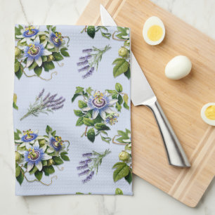 Passionflower Lavender Floral Kitchen Dish Towel