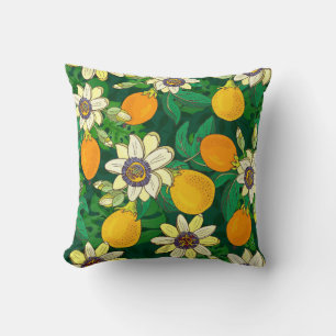 Passionflower (passiflora, passion fruit) on a bla cushion