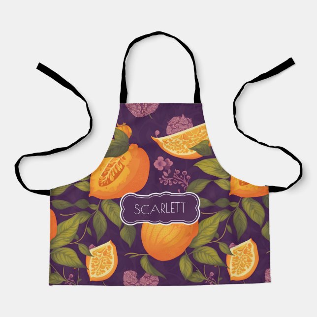 Passionfruit Floral Colourful Personalised Pattern Apron (Front)