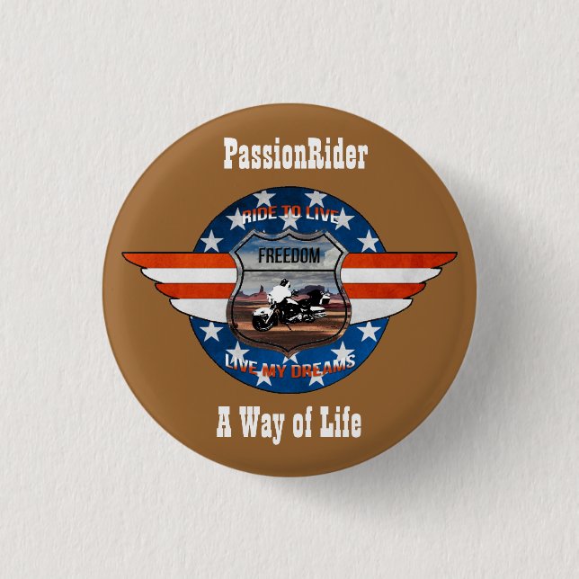 PassionRider swipes in 3 Cm Round Badge (Front)