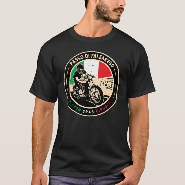 Passo di Falzarego Italy Falzarego Pass Motorcycle T-Shirt (Front)